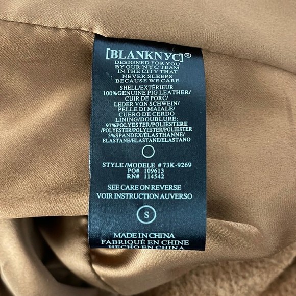 BLANKNYC Women's Cropped Suede Leather Motorcycle Jacket, Light Brown, Size S - Picture 10 of 11